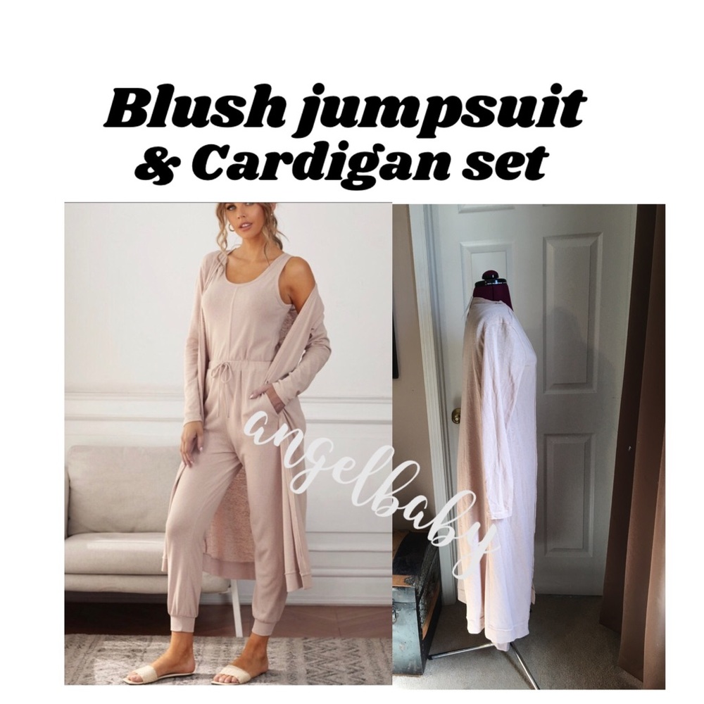 Blush Jumpsuit & Cardigan Lounge Set! - Picture 6 of 16
